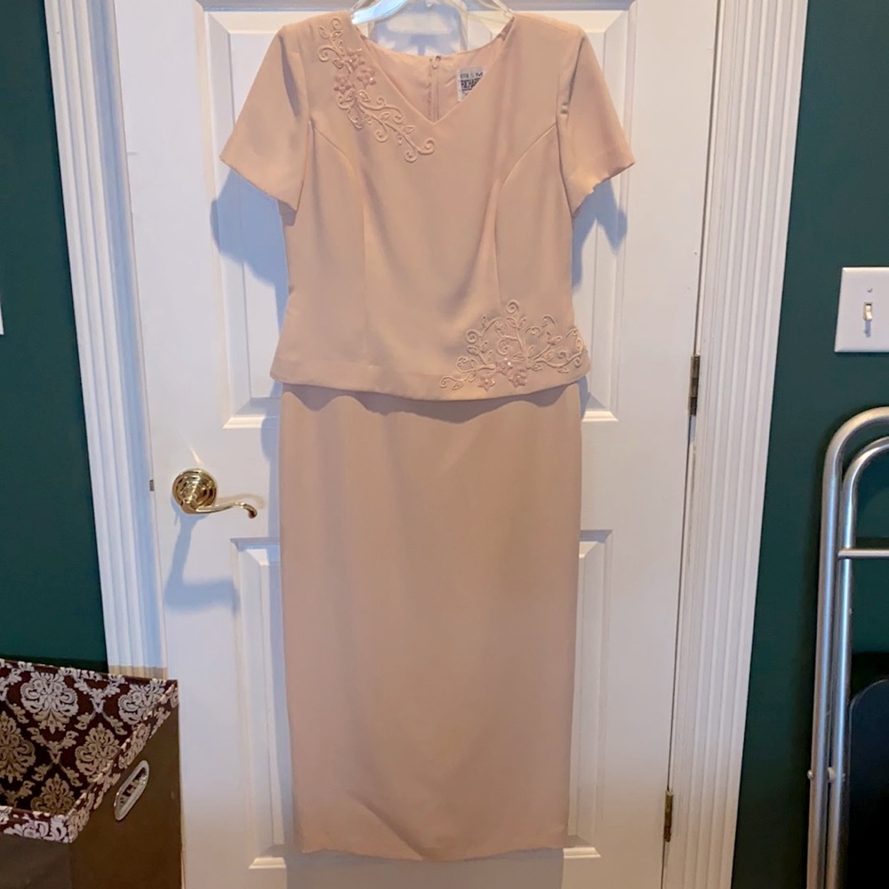 Beautiful light Pink evening gown with beading by R & M Richards